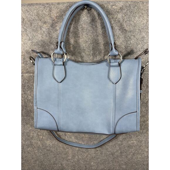 Frye and Co Core Satchel Light Blue Faux Leather Bag - Picture 4 of 12